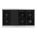 ZLINE Paramount 48" Gas Rangetop with 8 Burners, Cast Iron Griddle and Porcelain Cooktop in Satin Stainless Steel, SRTS-48