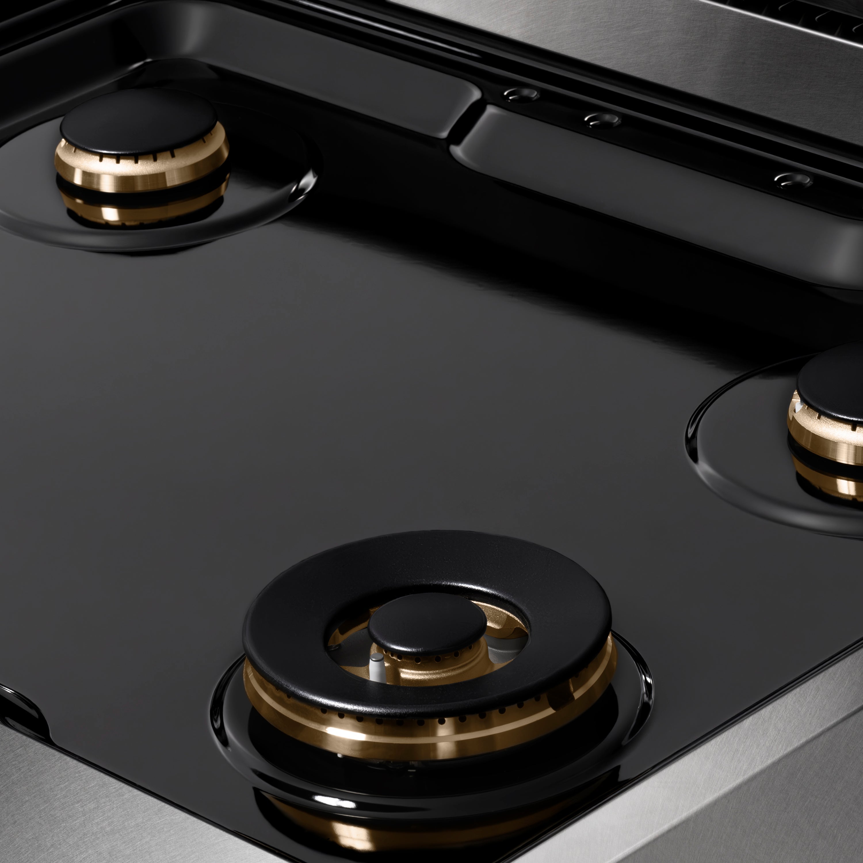 ZLINE 30" Autograph Paramount Gas Rangetop with 4 Burners and Porcelain Cooktop in Satin Stainless Steel with Champagne Bronze Accents, SRTSZ-30-CB