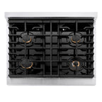 ZLINE 30" Autograph Paramount Gas Rangetop with 4 Burners and Porcelain Cooktop in Satin Stainless Steel with Champagne Bronze Accents, SRTSZ-30-CB