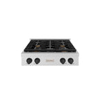 ZLINE 30" Autograph Paramount Gas Rangetop with 4 Burners and Porcelain Cooktop in Satin Stainless Steel with Matte Black Accents, SRTSZ-30-MB