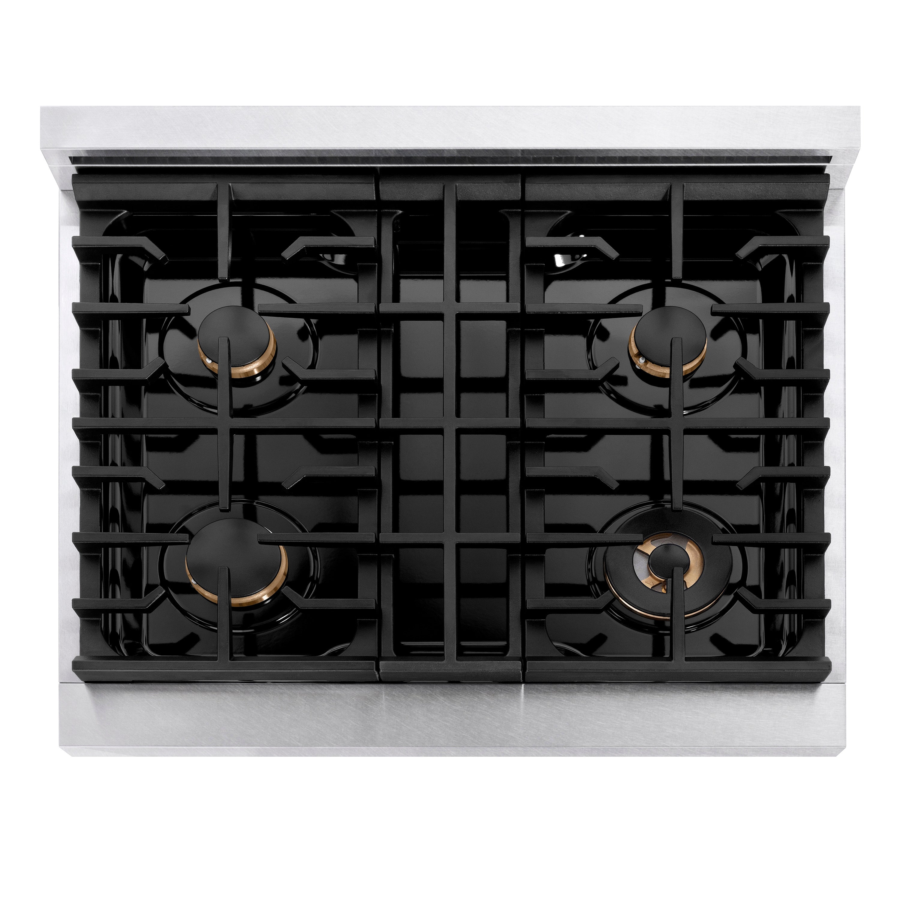 ZLINE 30" Autograph Paramount Gas Rangetop with 4 Burners and Porcelain Cooktop in Satin Stainless Steel with Matte Black Accents, SRTSZ-30-MB