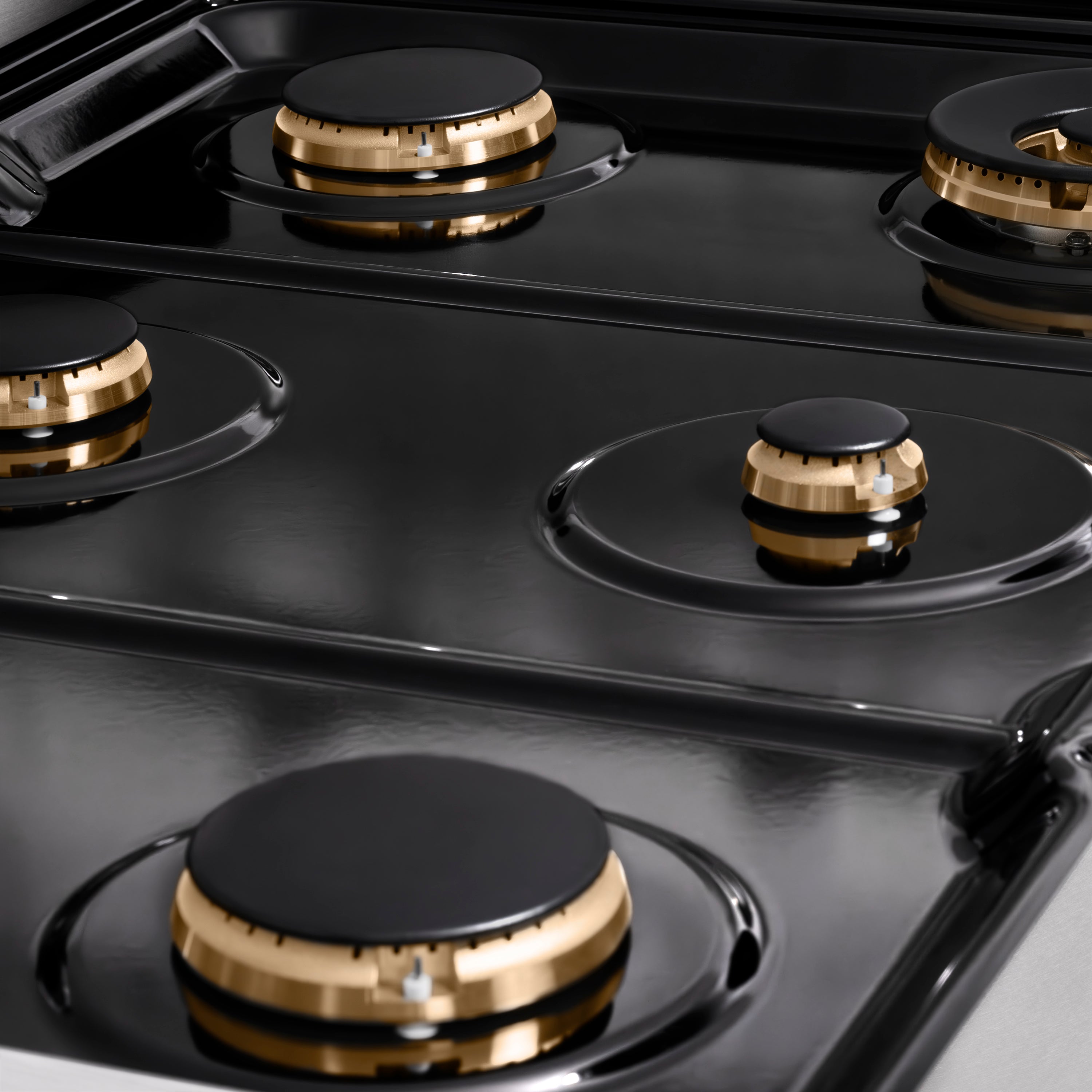 ZLINE 36" Autograph Paramount Gas Rangetop with 6 Burners and Porcelain Cooktop in Satin Stainless Steel with Polished Gold Accents, SRTSZ-36-G