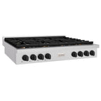 ZLINE 48" Autograph Paramount Gas Rangetop with 8 Burners and Porcelain Cooktop in Satin Stainless Steel with Matte Black Accents, SRTSZ-48-MB