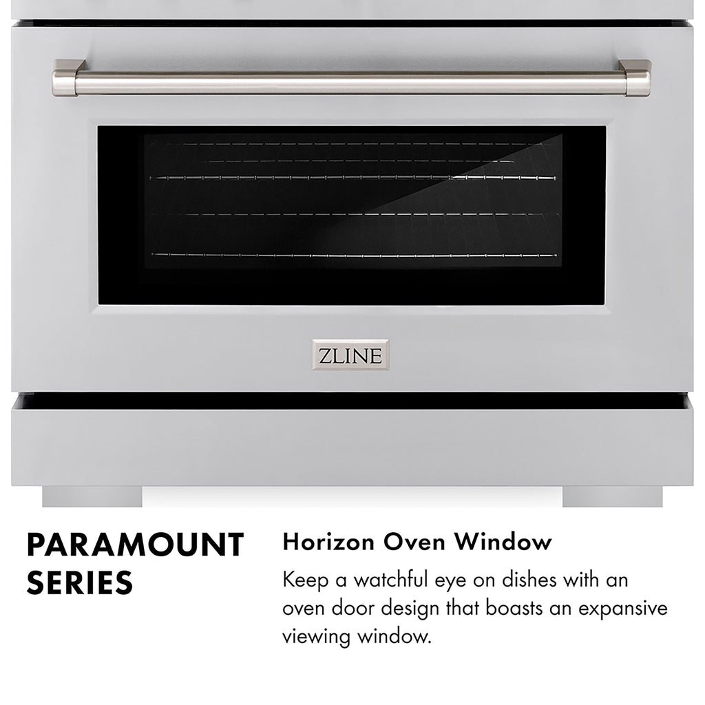 ZLINE 30 in. Dual Fuel Range 4.2 cu. ft. 4 Burner DuoPro™ Cooktop Electric Convection Oven Stainless Steel with Matte Black Accents (PSDRZ-30-MB)