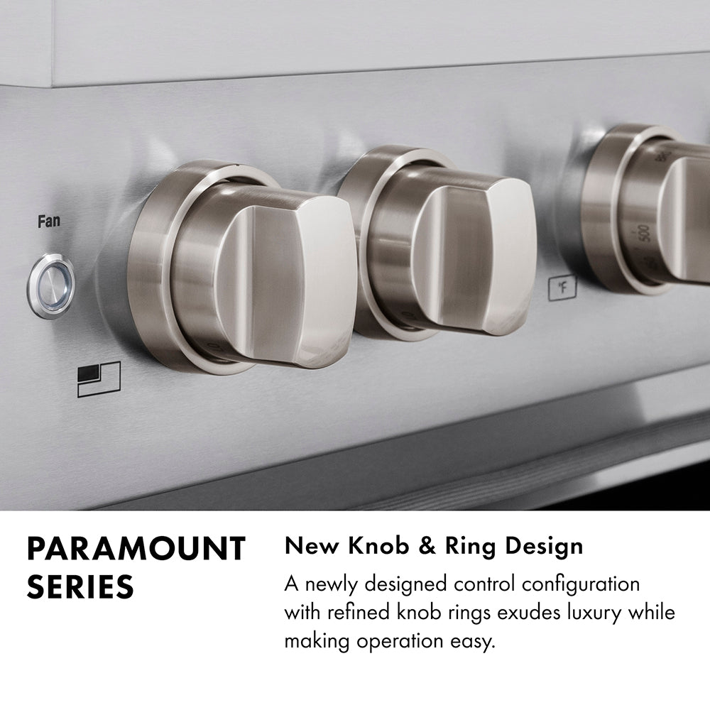 ZLINE 48 in. Gas Range – Paramount Series – 6.7 cu. ft. Dual Oven Capacity – 8 Burner DuoPro™ Cooktop – Black Stainless Steel with Polished Gold Accents (PSGRBZ-48-G)