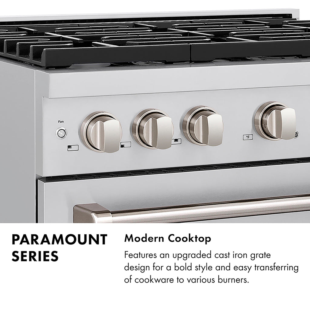 ZLINE 30 in. Gas Range 4.2 cu. ft. Convection Oven, 4 Burner DuoPro™ Cooktop, White Matte Door (PSGR-WM-30)