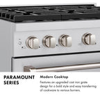 ZLINE 48 in. Dual Fuel Range 6.7 cu. ft. with 8 Burner DuoPro™ Cooktop, Dual Ovens, Black Stainless Steel & Polished Gold Accents (PSDRBZ-48-G)