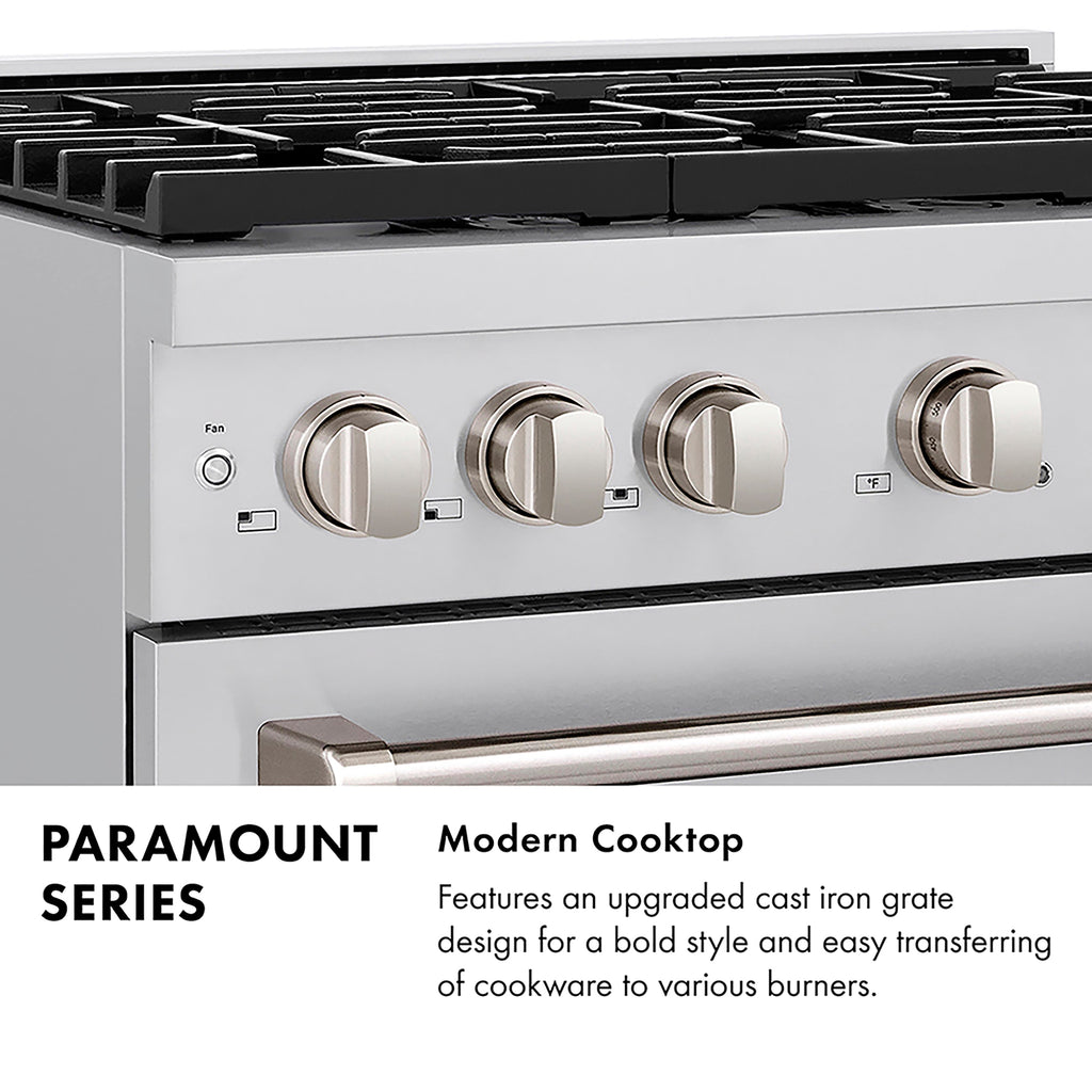 ZLINE 30 in. Gas Range 4.2 cu. ft. Convection Oven with 4 Burner DuoPro™ Cooktop – Satin Stainless Steel (PSGRS-30)