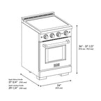ZLINE 24 in. Induction Range 3.2 cu. ft. Electric Convection Oven 3 Elements Cooktop Satin Stainless Steel Polished Gold Accents (SINRSZ-24-G)