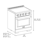 ZLINE 30 in. Induction Range 4.2 cu. ft. Electric Convection Oven 4 Elements Stainless Steel Black Matte Door (SINR-BLM-30)