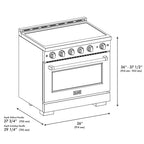 ZLINE 36 in. Induction Range 5.2 cu. ft. 5 Burner Cooktop Electric Convection Oven Satin Stainless Steel Matte Black Accents (SINRSZ-36-MB)
