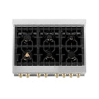 ZLINE Autograph 36 in. 4.6 cu. ft. Dual Fuel Range with White Matte Door and Gold Accents (RAZ-WM-36-G)