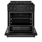 ZLINE 30 in. Dual Fuel Range 4.2 cu. ft. with 4 Burner DuoPro™ Cooktop and Electric Convection Oven, Black Stainless Steel (PSDRB-30)