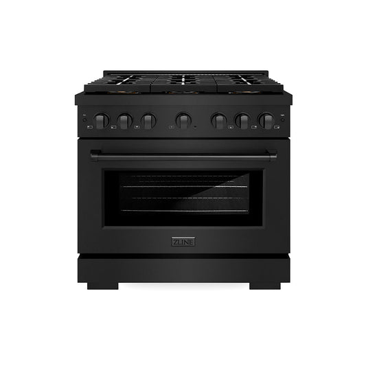 ZLINE 36 in. Dual Fuel Range 5.2 cu. ft. 6 Burner DuoPro™ Cooktop Electric Convection Oven Black Stainless Steel (PSDRB-36)