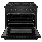 ZLINE 36 in. Dual Fuel Range 5.2 cu. ft. 6 Burner DuoPro™ Cooktop Electric Convection Oven Black Stainless Steel (PSDRB-36)