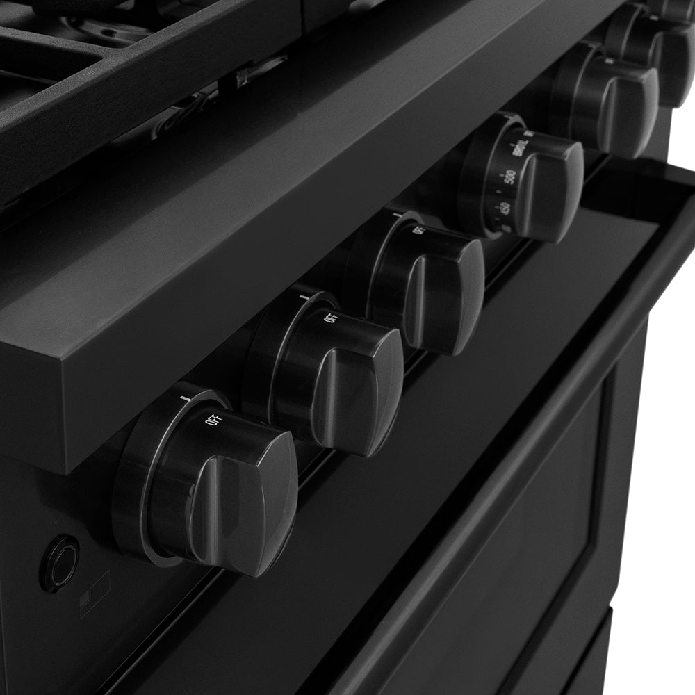 ZLINE 36 in. Dual Fuel Range 5.2 cu. ft. 6 Burner DuoPro™ Cooktop Electric Convection Oven Black Stainless Steel (PSDRB-36)