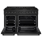 ZLINE 48 in. Dual Fuel Range 6.7 cu. ft. with 8 Burner DuoPro™ Cooktop and Dual Ovens in Black Stainless Steel (PSDRB-48)