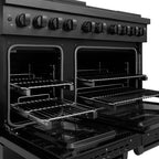 ZLINE 48 in. Dual Fuel Range 6.7 cu. ft. with 8 Burner DuoPro™ Cooktop and Dual Ovens in Black Stainless Steel (PSDRB-48)