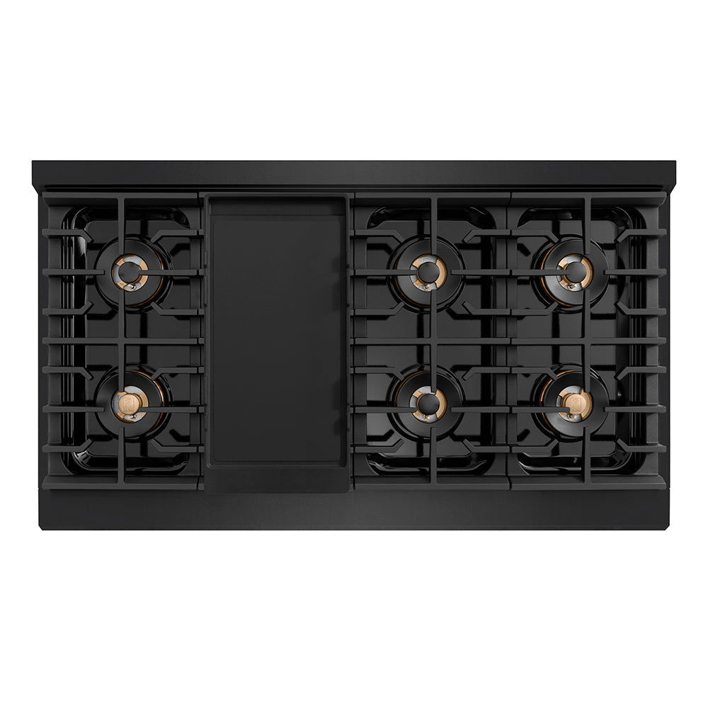 ZLINE 48 in. Dual Fuel Range 6.7 cu. ft. with 8 Burner DuoPro™ Cooktop and Dual Ovens in Black Stainless Steel (PSDRB-48)