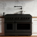 ZLINE 48 in. Dual Fuel Range 6.7 cu. ft. with 8 Burner DuoPro™ Cooktop and Dual Ovens in Black Stainless Steel (PSDRB-48)