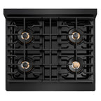 ZLINE 30 in. Dual Fuel Range 4.2 cu. ft. 4 Burner DuoPro™ Cooktop Electric Convection Oven Black Stainless Steel Champagne Bronze Accents (PSDRBZ-30-CB)