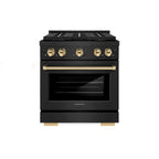ZLINE 30 in. Dual Fuel Range 4.2 cu. ft. 4 Burner DuoPro™ Cooktop Electric Convection Oven Black Stainless Steel Polished Gold Accents (PSDRBZ-30-G)
