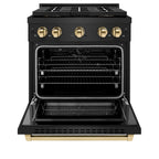 ZLINE 30 in. Dual Fuel Range 4.2 cu. ft. 4 Burner DuoPro™ Cooktop Electric Convection Oven Black Stainless Steel Polished Gold Accents (PSDRBZ-30-G)