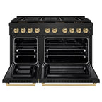 ZLINE 48 in. Dual Fuel Range 6.7 cu. ft. Paramount Series with 8 Burner DuoPro™ Cooktop, Dual Ovens, Black Stainless Steel & Champagne Bronze Accents (PSDRBZ-48-CB)