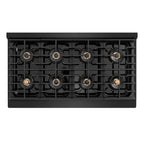 ZLINE 48 in. Dual Fuel Range 6.7 cu. ft. with 8 Burner DuoPro™ Cooktop, Dual Ovens, Black Stainless Steel & Polished Gold Accents (PSDRBZ-48-G)