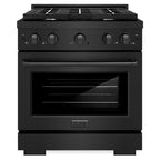 ZLINE 30 in. Paramount Dual Fuel Range, 4.2 cu. ft. Electric Convection Oven, 4 Burner Gas Cooktop, Black Stainless Steel (SDRB-30)