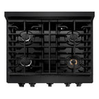 ZLINE 30 in. Paramount Dual Fuel Range, 4.2 cu. ft. Electric Convection Oven, 4 Burner Gas Cooktop, Black Stainless Steel (SDRB-30)