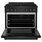 ZLINE Paramount 36 in. Dual Fuel Range with 6 Gas Burners and Electric Convection Oven, 5.2 cu. ft., Black Stainless Steel (SDRB-36)
