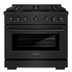 ZLINE Paramount 36 in. Dual Fuel Range with 6 Gas Burners and Electric Convection Oven, 5.2 cu. ft., Black Stainless Steel (SDRB-36)