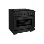 ZLINE Paramount 36 in. Dual Fuel Range with 6 Gas Burners and Electric Convection Oven, 5.2 cu. ft., Black Stainless Steel (SDRB-36)