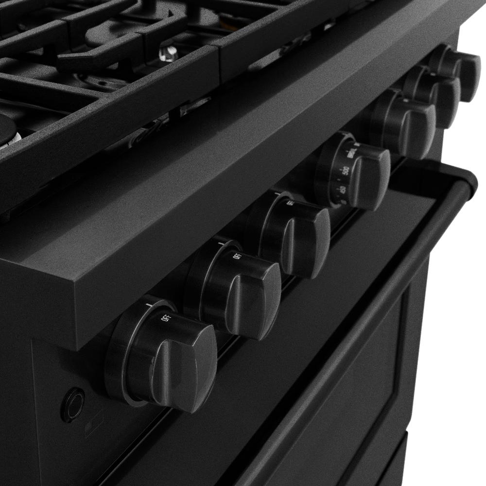 ZLINE Paramount 36 in. Dual Fuel Range with 6 Gas Burners and Electric Convection Oven, 5.2 cu. ft., Black Stainless Steel (SDRB-36)