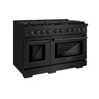 ZLINE Paramount 48 in. 6.7 cu. ft. Double Oven Dual Fuel Range with 8 Brass Burners in Black Stainless Steel (SDRB-BR-48)