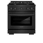 ZLINE Appliance Package - 30 in. Gas Range, Microwave, Refrigerator in Black Stainless, 3KPR-SGRBOTRH30