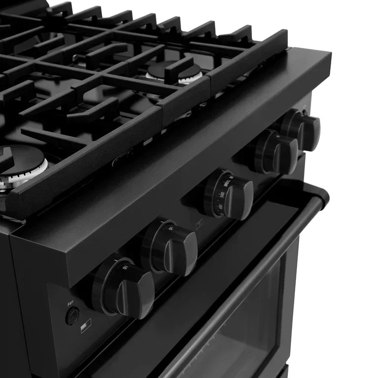 ZLINE Paramount 30-Inch Gas Range with 4 Burners and 4.2 cu. ft. Convection Oven in Black Stainless Steel (Model SGRB-30)