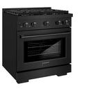ZLINE Paramount 30-Inch Gas Range with 4 Burners and 4.2 cu. ft. Convection Oven in Black Stainless Steel (Model SGRB-30)