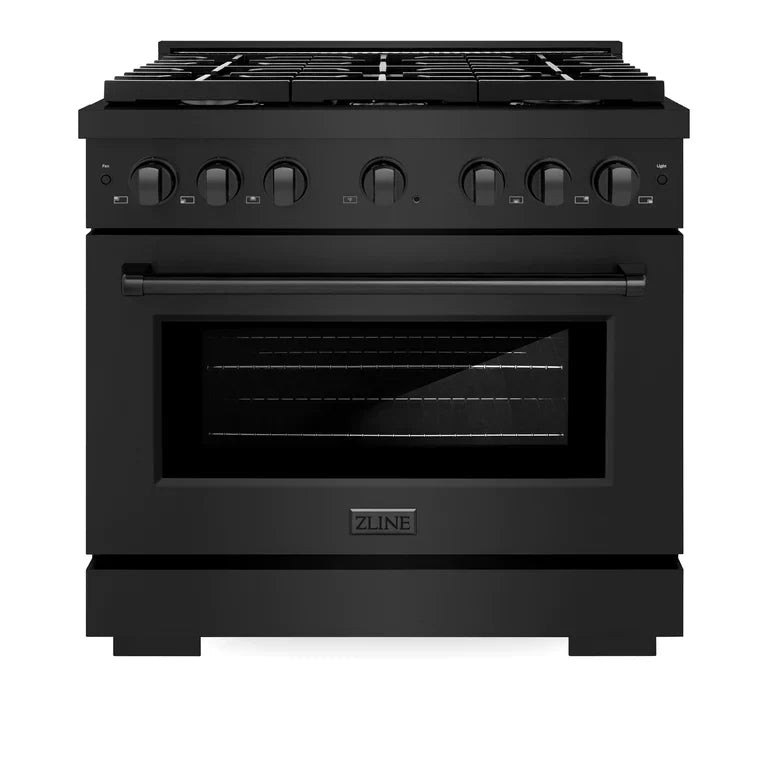 ZLINE Paramount 36 in. Gas Range with Convection Oven, 5.2 cu. ft., 6 Burners, Black Stainless Steel (SGRB-36)