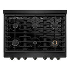 ZLINE Paramount 36 in. Gas Range with Convection Oven, 5.2 cu. ft., 6 Burners, Black Stainless Steel (SGRB-36)