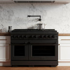 ZLINE Paramount 48 in. Double Oven Dual Fuel Range with 8 Burners, 6.7 cu. ft., Black Stainless Steel (SDRB-48)