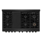 ZLINE Appliance Package - 48" Gas Range, Range Hood, 36" Refrigerator with Ice Maker, 24" Microwave Drawer and Dishwasher in Black Stainless Steel