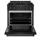 ZLINE Paramount 30 in. 4.2 cu. ft. Gas Range with 4 Brass Burners and Convection Oven in Black Stainless Steel (SGRB-BR-30)