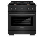 ZLINE Paramount 30 in. 4.2 cu. ft. Gas Range with 4 Brass Burners and Convection Oven in Black Stainless Steel (SGRB-BR-30)