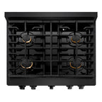 ZLINE Paramount 30 in. 4.2 cu. ft. Gas Range with 4 Brass Burners and Convection Oven in Black Stainless Steel (SGRB-BR-30)
