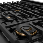 ZLINE Paramount 36 in. Gas Range with Convection Oven, 6 Brass Burners, 5.2 cu. ft. Capacity, Black Stainless Steel (SGRB-BR-36)