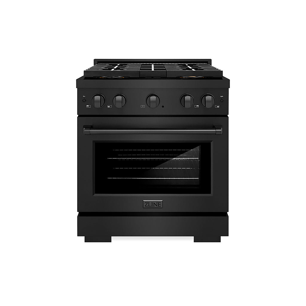 ZLINE 30 in. Gas Range 4.2 cu. ft. Convection Oven with 4 Burner DuoPro™ Cooktop Black Stainless Steel (PSGRB-30)