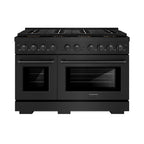 ZLINE 48 in. Gas Range 6.7 cu. ft. Dual Oven 8 Burner DuoPro™ Cooktop Black Stainless Steel (PSGRB-48)