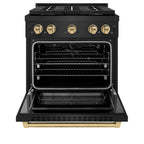 ZLINE 30 in. Gas Range 4.2 cu. ft. – 4 Burner DuoPro™ Cooktop, Convection Gas Oven, Black Stainless Steel with Champagne Bronze Accents (PSGRBZ-30-CB)